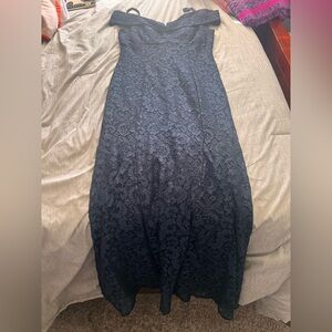 R&M Richards Navy Strapless Lace Dress